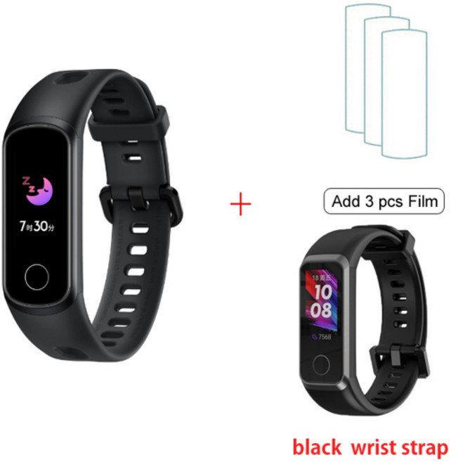 Original Honor Band 5i 스마트 팔찌 명예 스마트 워치 수면 수영 스포츠 트래커 SpO2 Blood Oxygen for xiaomi, 블랙 추가 필름 블랙, 블랙 추가 필름 블랙