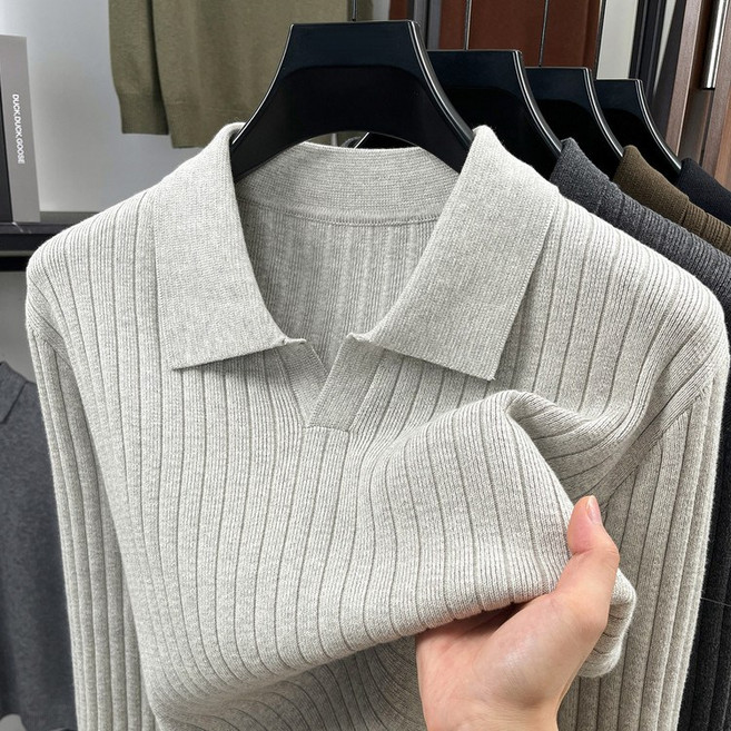미스터먼쇼 남자 골지 카라 니트 긴팔티