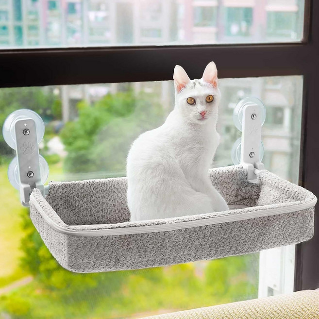 캣타워 창가흡반 접이식 행거식 해먹 고양이 집 고양이 침대, 1개, 그레이