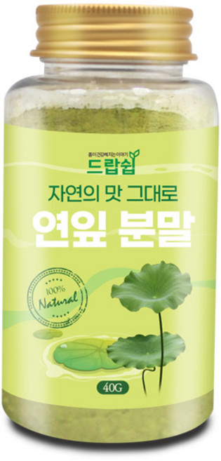 드랍쉽 연잎분말(국산) 40g(플라스틱통) 하엽 연잎 가루 연꽃잎 연잎차 하엽차 건강 차 한방 약재, 1개, 40g