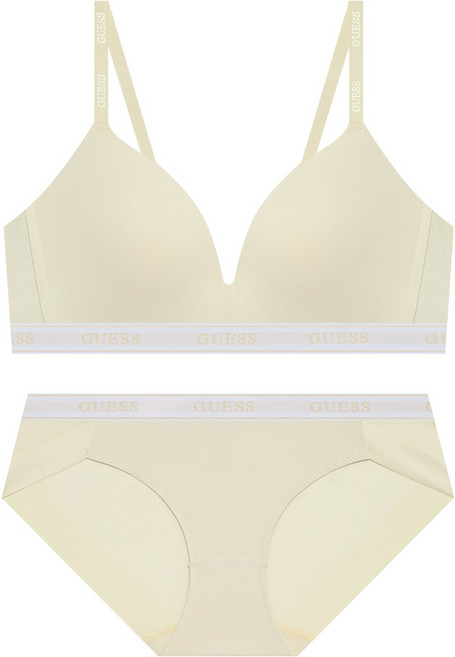 게스언더웨어 라이트 글램 노와이어 브라 팬티 세트 - 크림