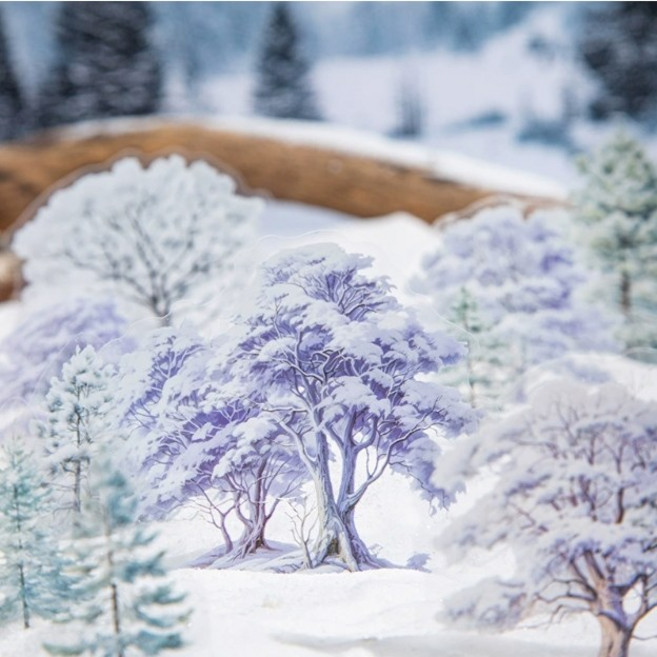 앨리스앤 빈티지 다꾸 스티커팩 겨울 나무 시리즈 6종, 1개, 라이트 그린 (HR505)