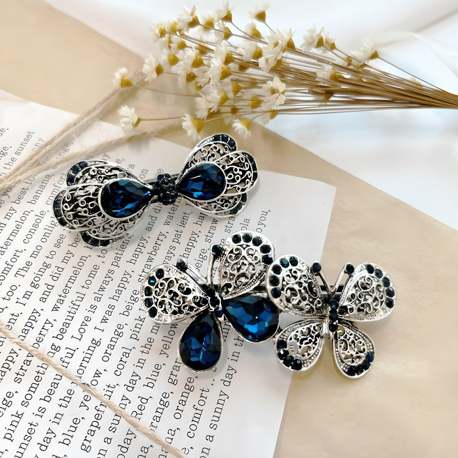 미다미 2P 엔틱 블루큐빅 메탈 포인트 자동핀