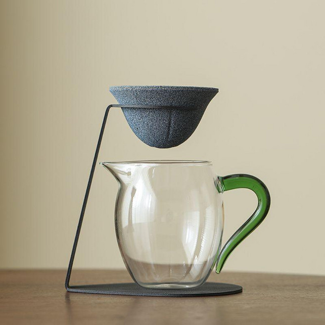 good 茶漏公道過濾茶水茶具分離茶濾茶葉支架過濾器一體泡茶, 1個, 納米陶瓷過濾套組+青雲公道杯