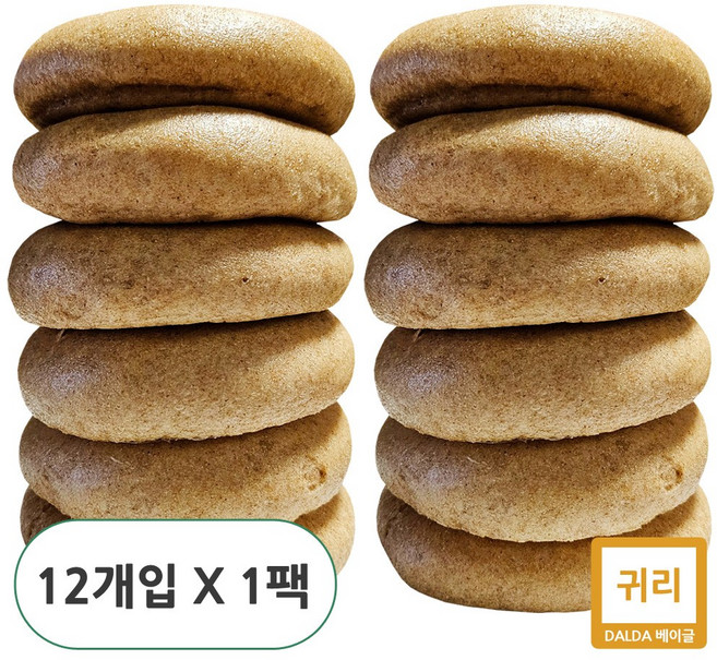 귀리 15% 함량 무설탕 통밀 건강 베이글, 12개, 120g
