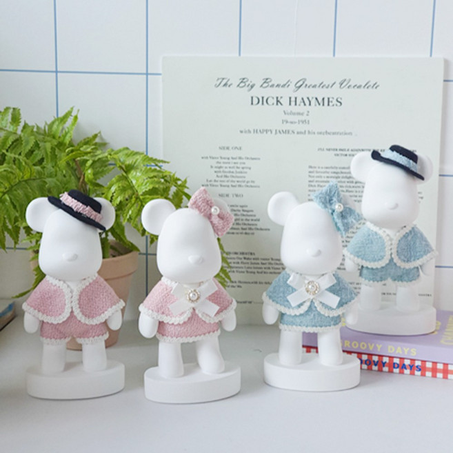 집들이선물 인테리어소품 베어브릭 석고방향제(의상베어18cm), 핑크남자, 가든파티