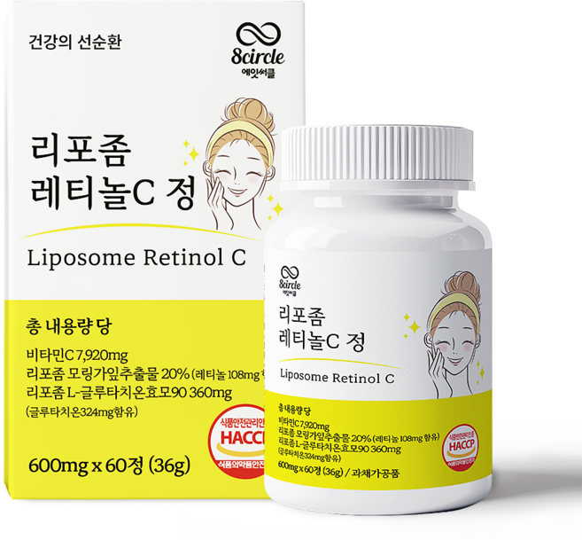 써클 리포좀 레티놀C 먹는 레티놀 비타민C 모링가잎 글루타치온 비타민씨 추천, 2개, 60정