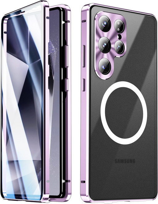 겔럭시 S25 울트라 풀커버 맥세이프 케이스 - 양면강화유리 마그네틱 자동흡착 MagSafe 케이스