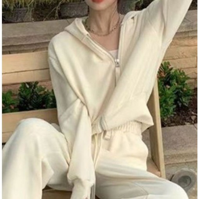 릴리제인 여성 크롭 후드 와이드핏 팬츠 트레이닝복 세트