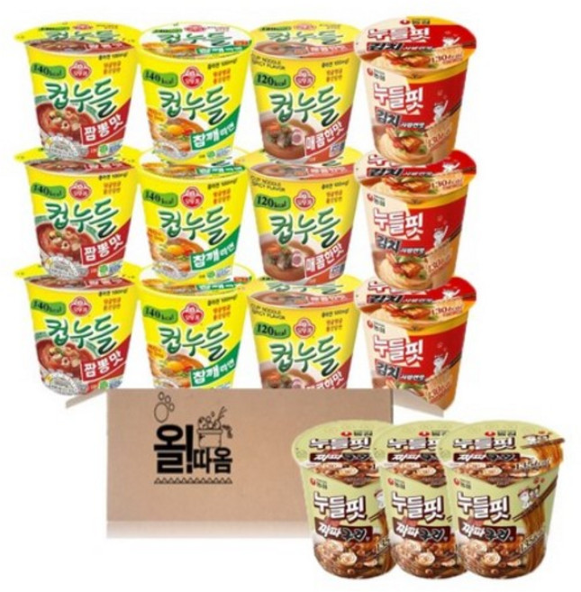 오뚜기 농심 컵누들 누들핏 컵라면 5종 15입세트 A호 (컵누들 짬뽕3+참깨라면3+매콤3+누들핏 김사발3+짜파구리3)