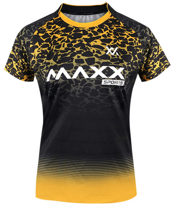 맥스스포츠 티셔츠 배드민턴 반팔 상의 블랙 옐로우 MXST018YEW 여성 배드민턴복