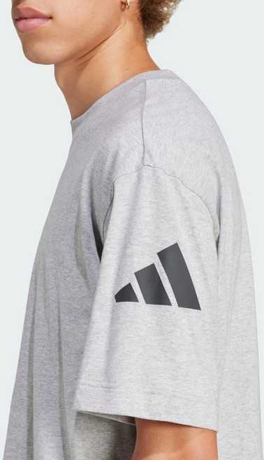 아디다스 에센셜 루즈 핏 3바 로고 티셔츠 JF3618 데일리 룩 순면 반팔