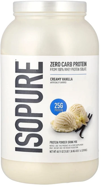이소퓨어 Zero Carb 단백질 분말 크리미 바닐라 1.36kg(3lbs), 1개, 1.36kg - 쿠팡
