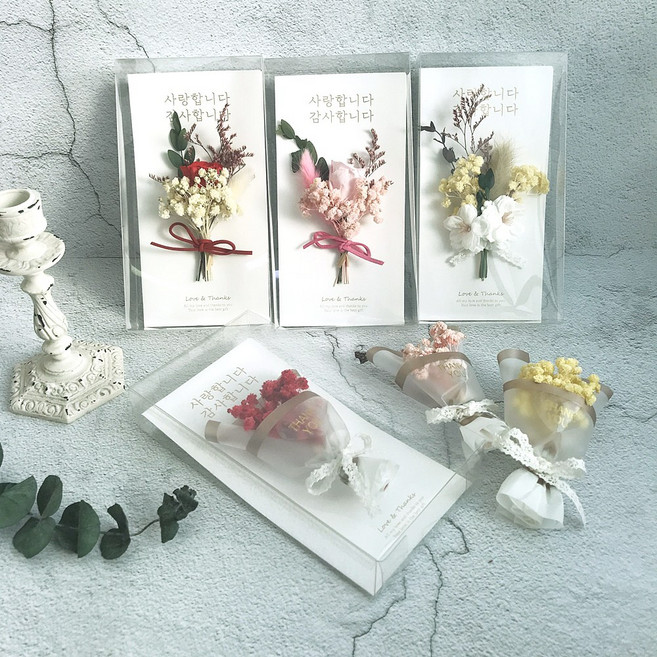 프리저브드 우아한 꽃 봉투 부모님 용돈 투명케이스 비누꽃 카네이션 어버이날+토퍼 스티커, 8. 프리_장미꽃다발(레드)
