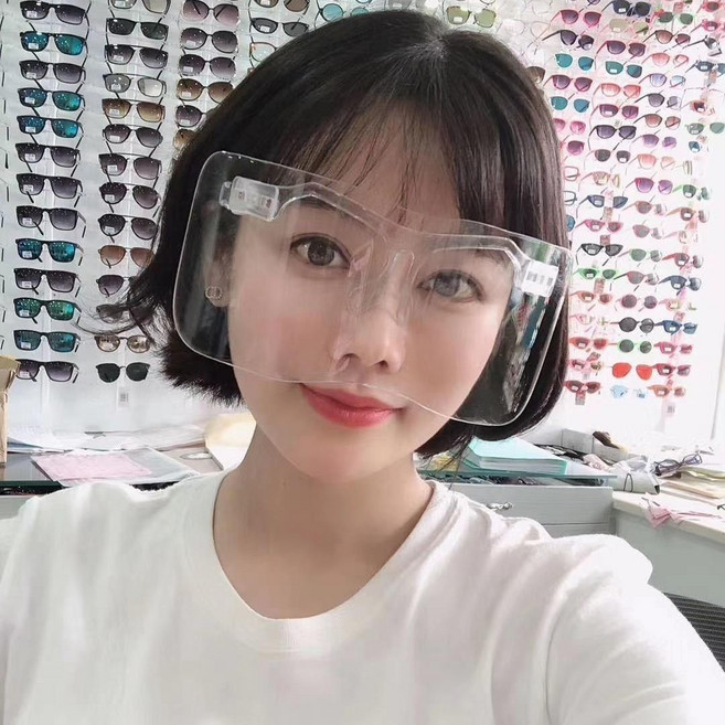 1P/2P 스타일 페이스 쉴드 얼굴 가리개 안면 보호 실드 가드 위생 마스크 흠뻑쇼 워터밤 선글라스 고글, 1개, 투명