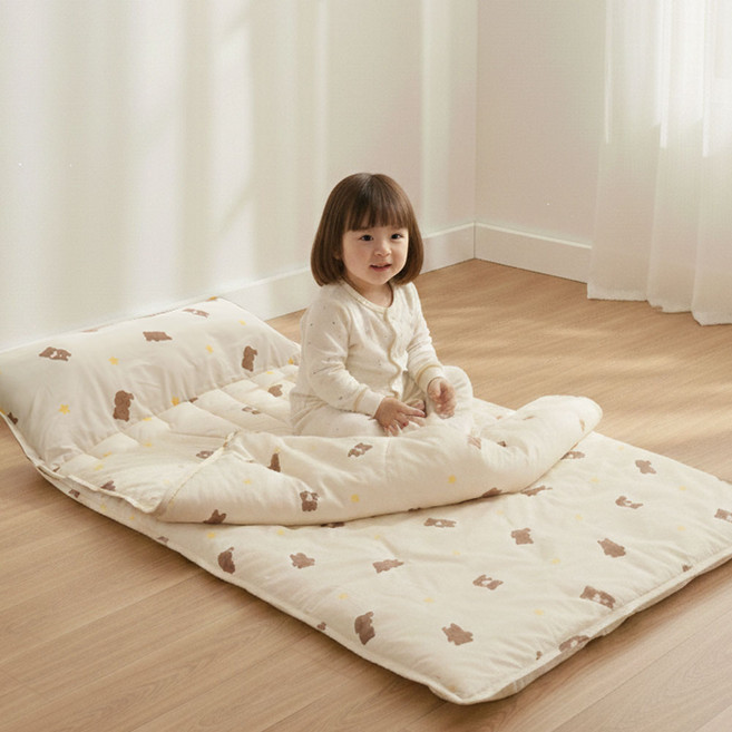 따블리에 구름순면 어린이집 낮잠이불 세트 일체형, 베이지