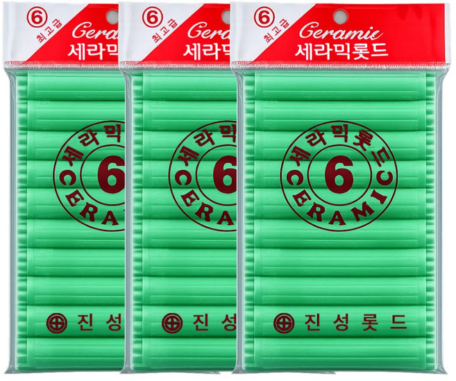 오라이브 진성 셀프파마 세라믹 헤어 롯드 6호, 3개, 녹색