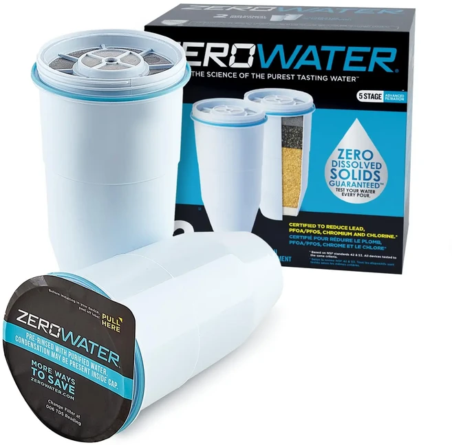 제로워터 공식 교체 필터 - 5단계 0 TDS 정수 IAPMO 인증 납 크롬 감소, 01 2 pieces