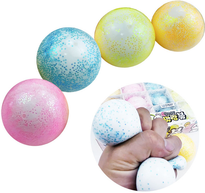 말랑쫀득 스퀴시 말랑이 주물럭 모찌 스트레스 볼 피젯 토이, 균일혼합, 55g, 4개, 클라우드 말랑볼