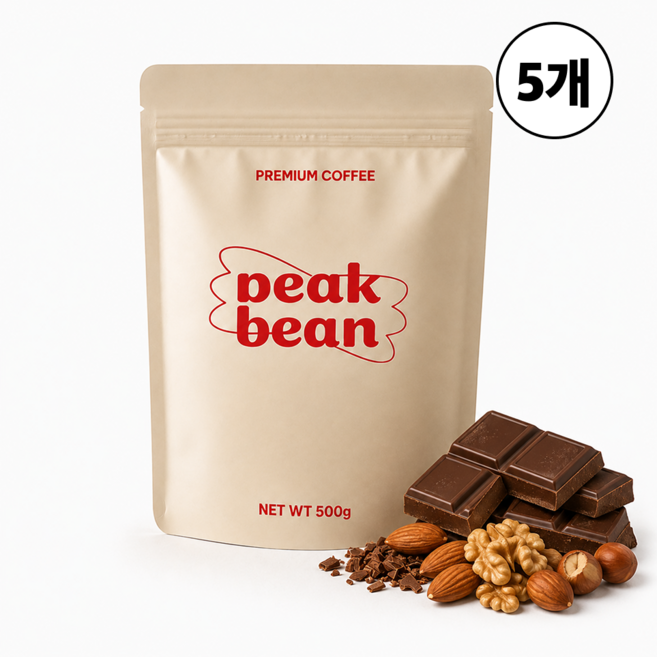 피크빈 고소한 넛넛 블렌드 커피 원두 홀빈, 5개, 1kg, 홀빈(분쇄안함)