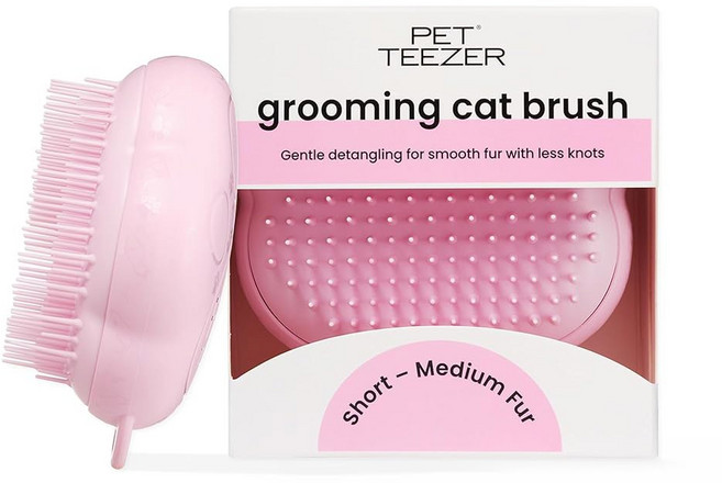 탱글 티저의 펫 티저 고양이 브러시 부드럽고 편안한 신랑감을 위한 디셰딩 고양이 헤어 브러시 짧고 털 녹색, Millennial Pink, 1개