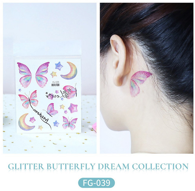FG-007 夢幻天使翅膀紋身貼紙 防水持久, 1個, FG-39
