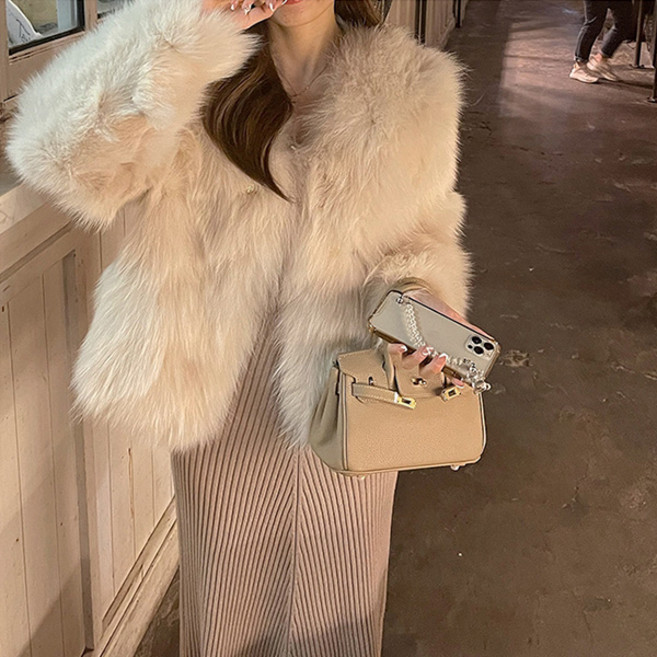 라라홀리 로맨틱 블랑 우아핏 라이크 밍크 퍼 코트 자켓