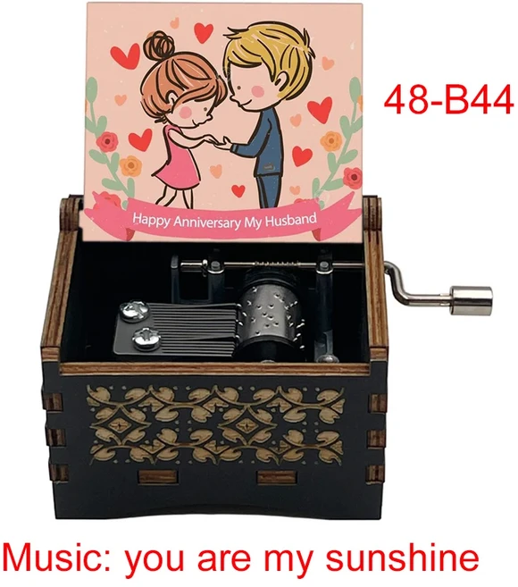 당신은 내 햇빛 뮤직 박스 검은 나무 새로운 디자인 친구 남편 아내 여자 친구 딸 생일 크리스마스 귀여운, 02 YELLOW
