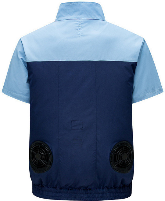 24V冷氣降溫衣 12小時續航 電風扇外套 工作服/背心, 天藍2風扇款-【單件衣服】,S-M【38-55kg】