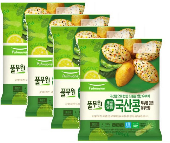 풀무원 새콤달콤 국산콩 두부로 만든 유부초밥, 4개, 330g