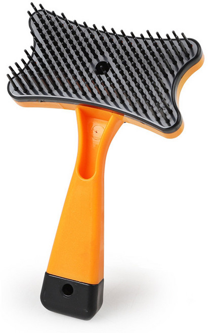 꿀이상사 강아지 고양이 빗 슬리커 브러쉬 원터치 털제거, 1개, 선셋 오렌지