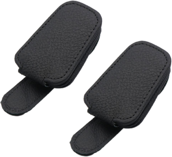 나로아 강력고정 차량용 선글라스 가죽 클립, 2개, 블랙