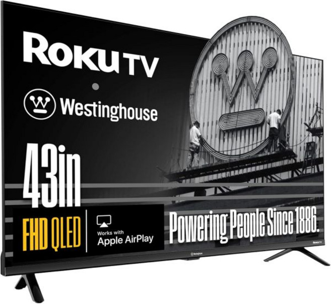 웨스팅하우스 Roku TV - 40인치 스마트 TV FHD QLED 텔레비전 돌비 디지털+ Wi-Fi 및 모바일 앱 연결 평면 스크린, 43인치 QLED TV