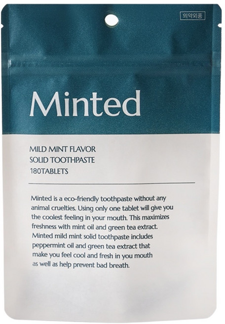 민티드 마일드민트 고체치약 180p, 126g, 1개
