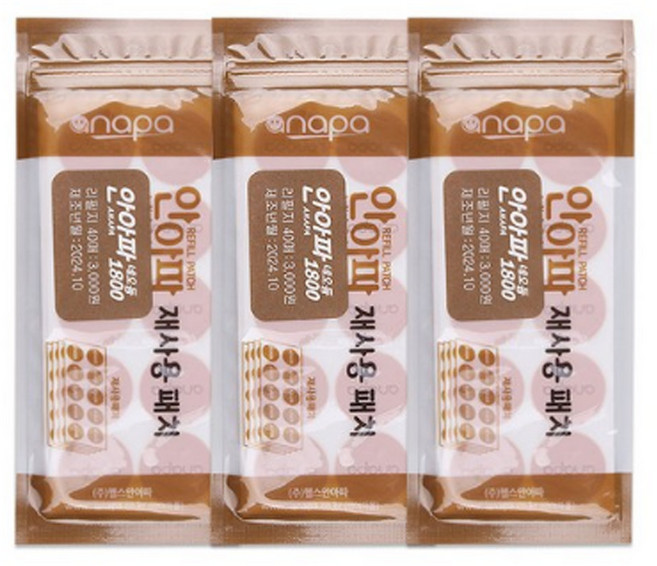 안아파 네오듐 1800 리필용 재사용패치 40매 5개 동전패치/자석패치/자석파스, 3개, 40개입