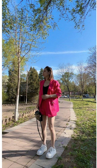 난타복 빅사이즈 핫핑크 자켓 정장 아랑고고장구 댄스복 고고장구 공연복 트로트 장구 패션정장