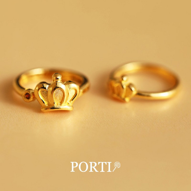 [뽀르띠] 순금 24K 로얄 크라운 탄생석 반지 1.875g 3.75g
