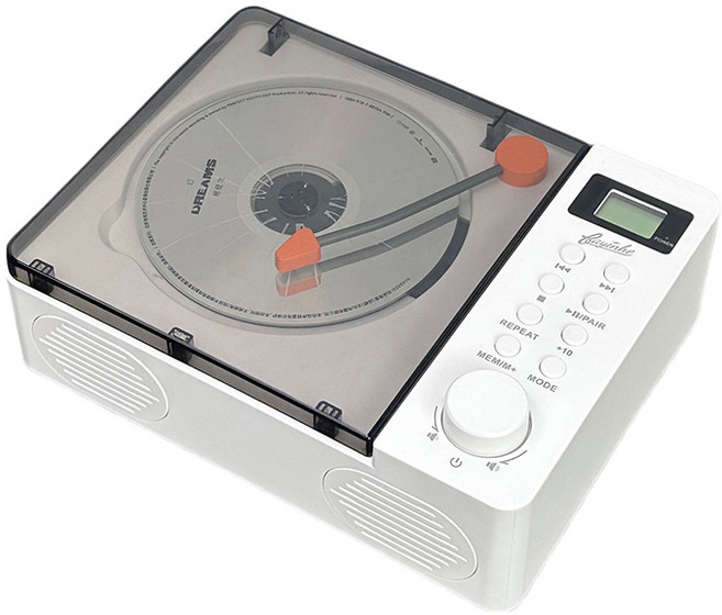 PYHO 휴대용 CD플레이어 무선 블루투스 스피커 겸용 선물용, 화이트, MQ01