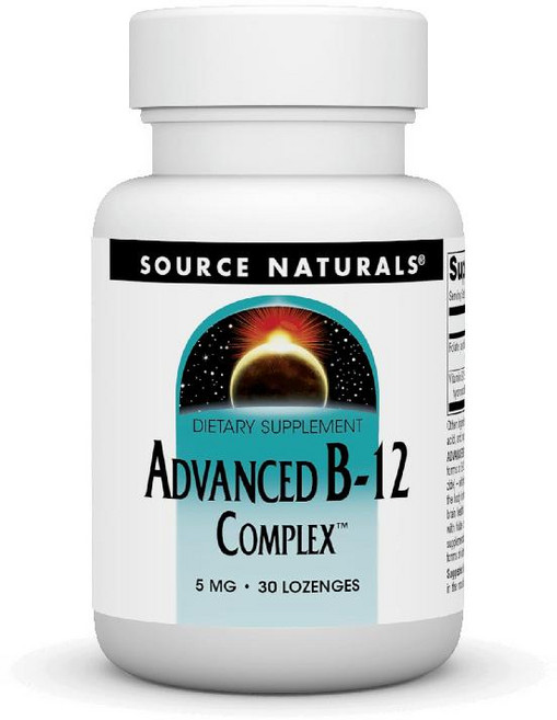 Source Naturals Product Image 어드밴스드 B-12 복합체 정상적인 엽산 대사 촉진 5 MG - 30 마름모꼴, 1개, 30정
