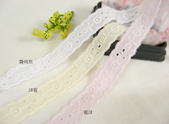 릴리패브릭 면)면레이스 아기장미테프(3종) (501126), 크림, 1개