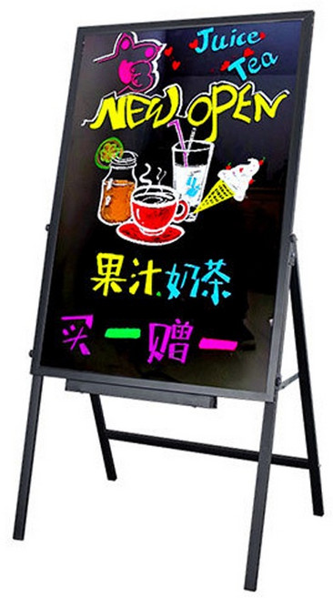 LED發光黑板廣告牌 50*70CM 充電式插電兩用 廣告立牌發光屏 螢光板 充電廣告看板 免安裝 可調高 電子招牌手寫黑板寫字板 商用宣傳, 無