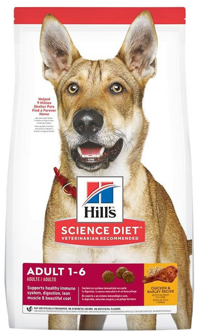 Hill's 希爾思 SCIENCE DIET 1-6歲成犬 狗糧, 雞肉 + 大麥特調食譜, 15kg, 1袋