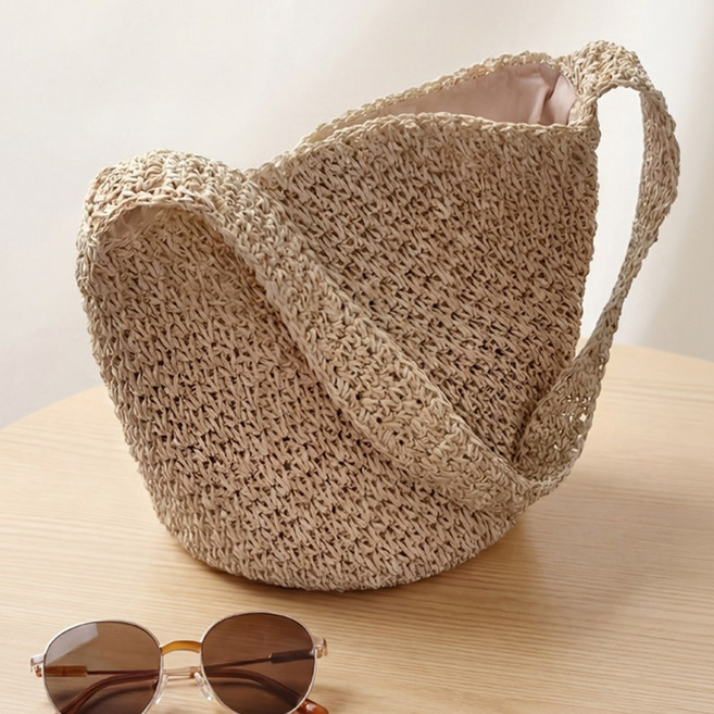 라뷰드 여성 여름 빈티지 숄더 라탄백 휴양지 바캉스 여행 여자 라탄가방 데일리 숄더백 밀짚 왕골가방 비치백 그물백