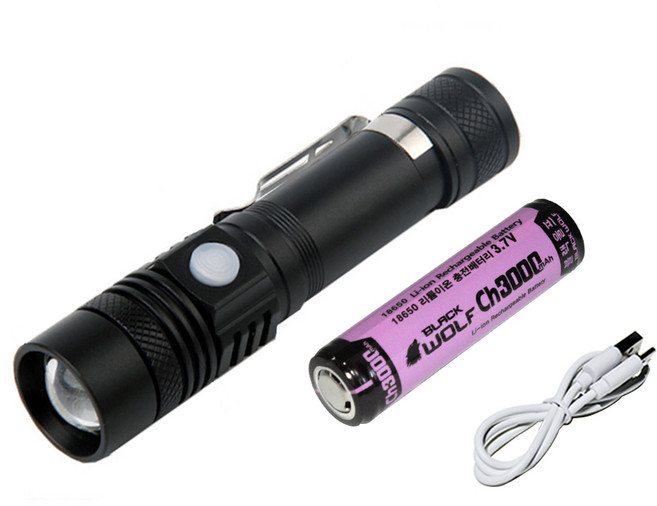 블랙울프 LC 704R 자체충전 손전등 세트, LC-704R 세트, 1개
