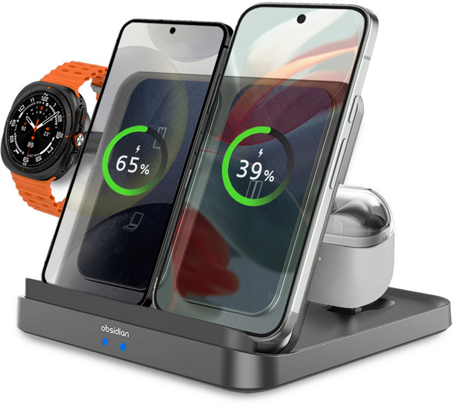 옵시디언 멀티 핸드폰 고속 무선충전 거치대 도킹 크래들 워치 버즈 S26 S25 Z폴드7 Z플립7 CT-WS23S, 1개