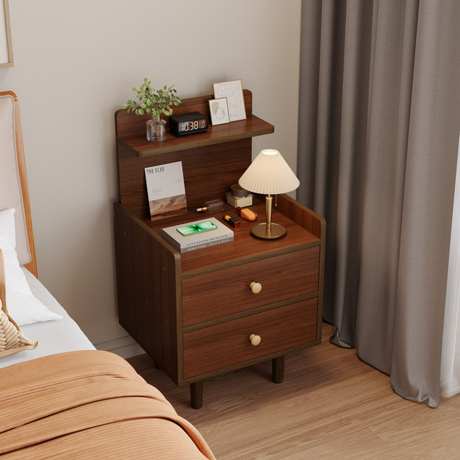 머릿장 침대머릿장 원목 침대 협탁 침실 거실 쇼파 2단 서랍장, 1개, 브라운