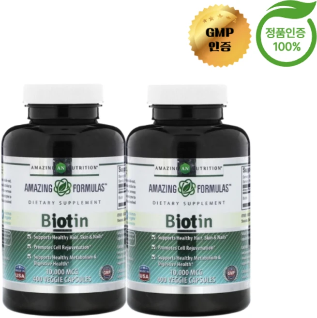 어메이징뉴트리션 비오틴 10000mcg 400 베지캡슐, 2개, 400정 - 쿠팡