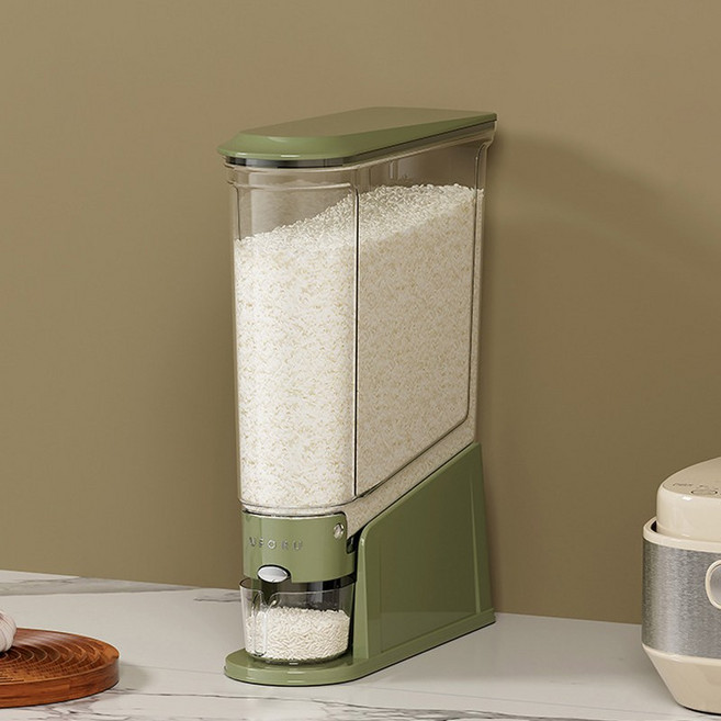 원터치 쌀통 밀폐 방습, 그린, 1개