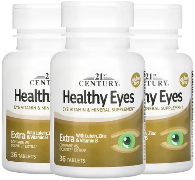 21세기센츄리 건강한 눈 엑스트라 위드 루테인 아연 및 비타민 B 36정, 3개 - 쿠팡