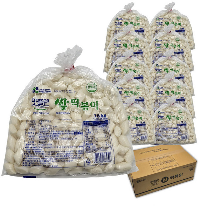 [박스] 맛플랜 비비푸드 쌀 당일제조 떡볶이 떡 (절단중) 1.5kg X 10개 [더운 날씨 아이스박스 추가 필수:상세페이지 확인]